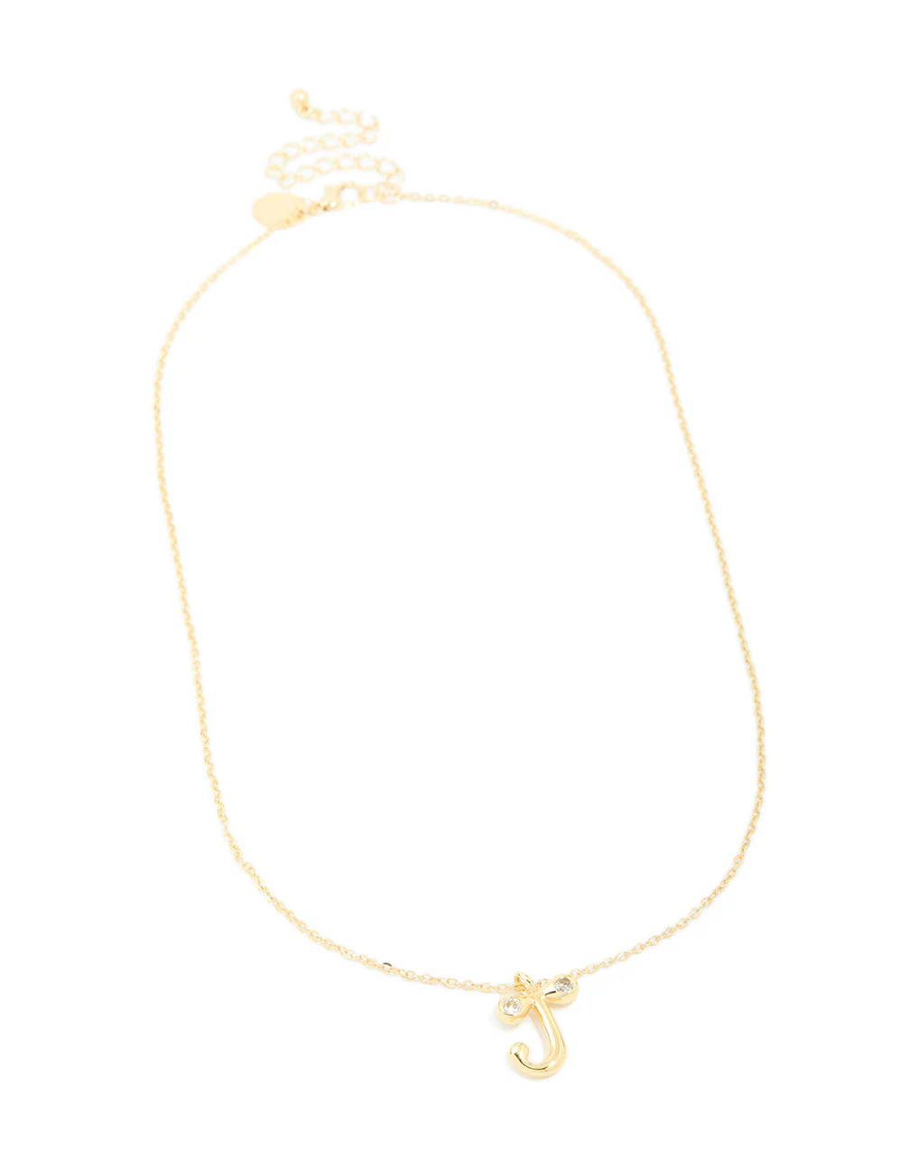 Gold Plated Cubic Zirconia Bubble Letter J Necklace - Image 4