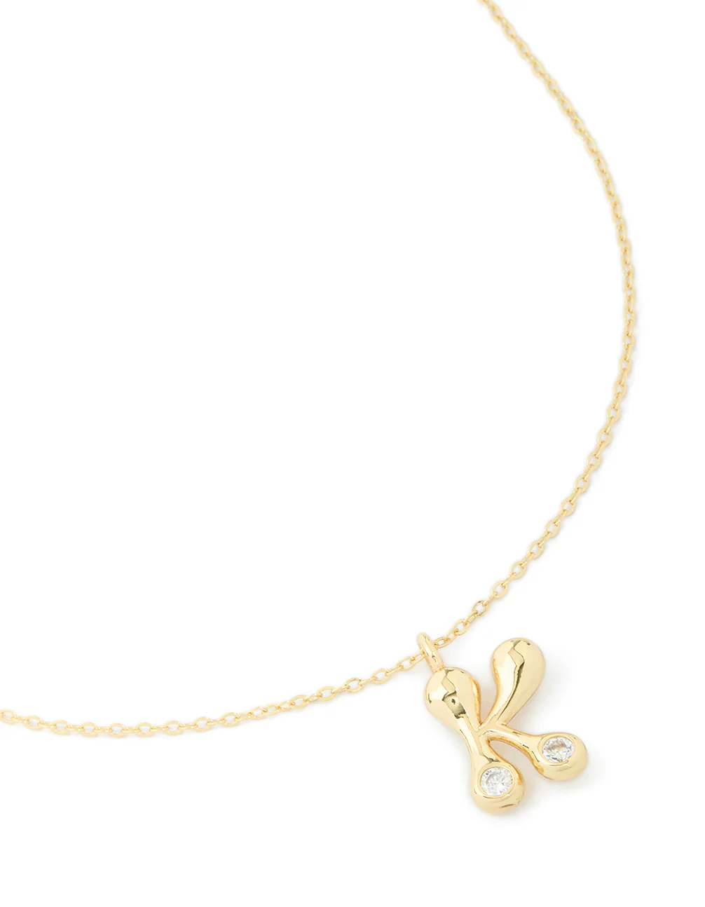 Gold Plated Cubic Zirconia Bubble Letter K Necklace - Image 2