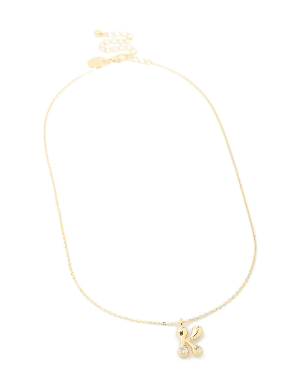 Gold Plated Cubic Zirconia Bubble Letter K Necklace - Image 4