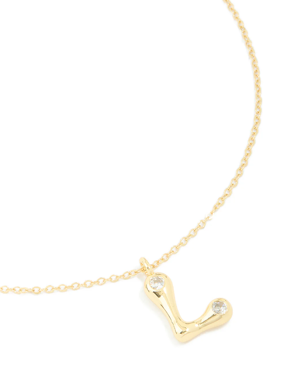 Gold Plated Cubic Zirconia Bubble Letter L Necklace - Image 2