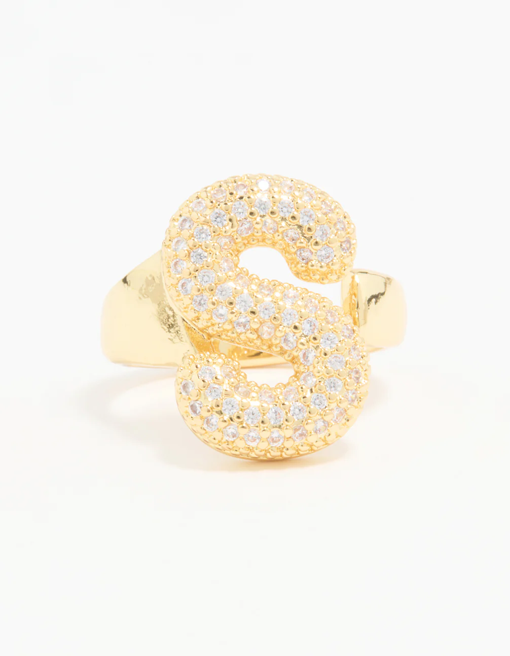 Gold Plated Cubic Zirconia Bubble S Pavé Ring - Image 3