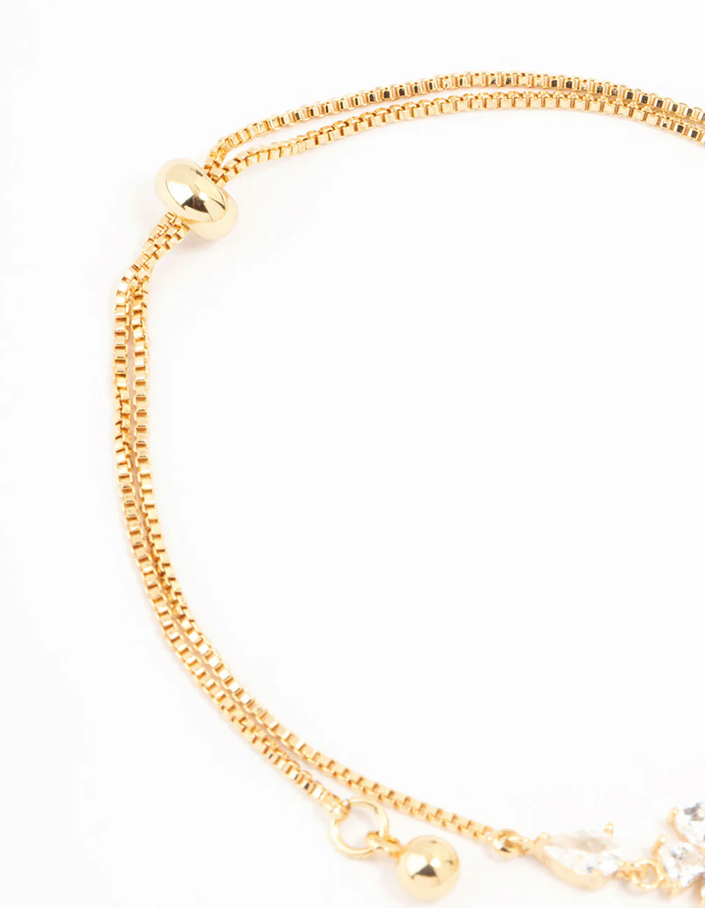 Gold Plated Cubic Zirconia Butterfly & Flower Toggle Bracelet - Image 3