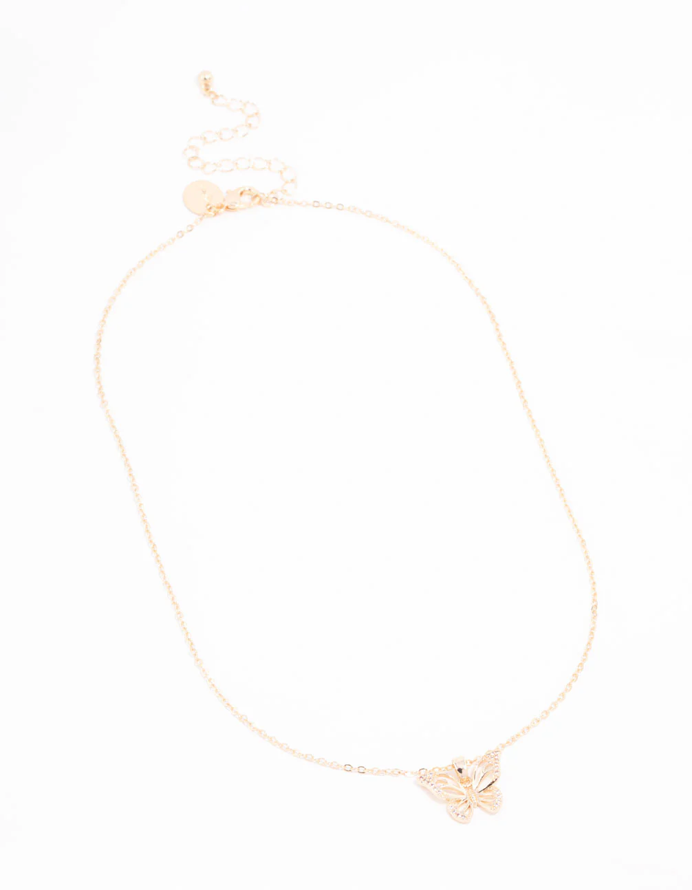 Gold Plated Cubic Zirconia Butterfly Necklace - Image 2
