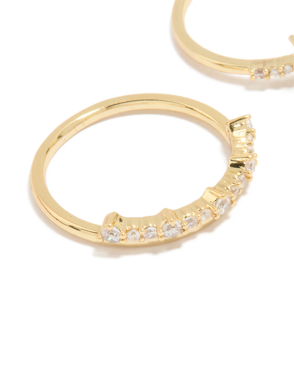 Gold Plated Cubic Zirconia Butterfly & Pointed Rings 3-Pack - Image 2