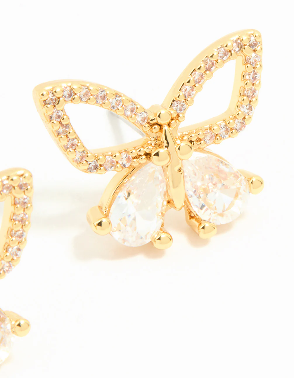 Gold Plated Cubic Zirconia Butterfly Stud Earrings - Image 5