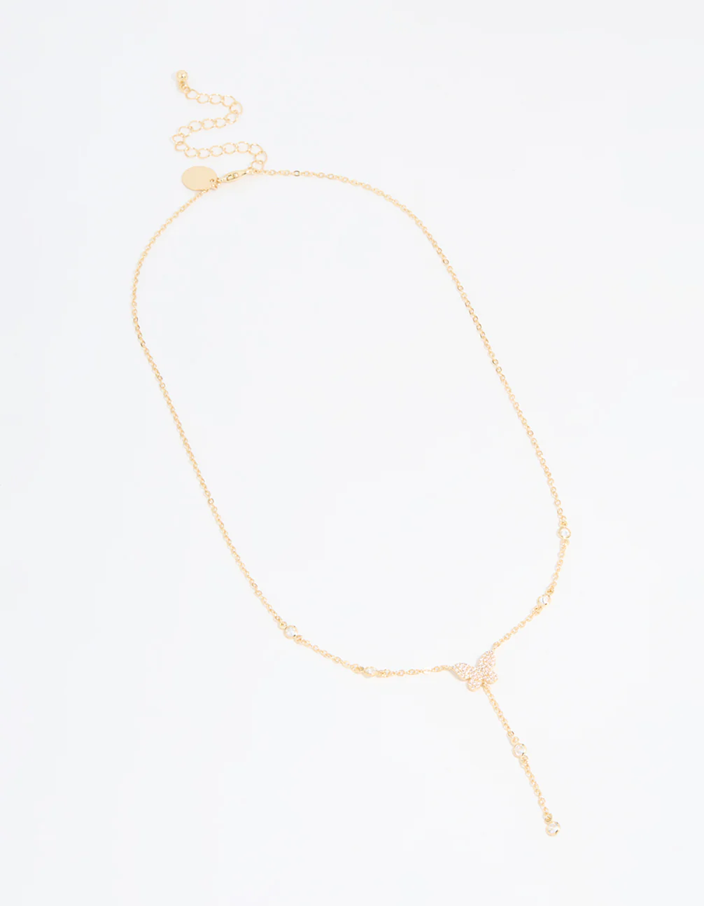 Gold Plated Cubic Zirconia Butterfly Y-Necklace - Image 4