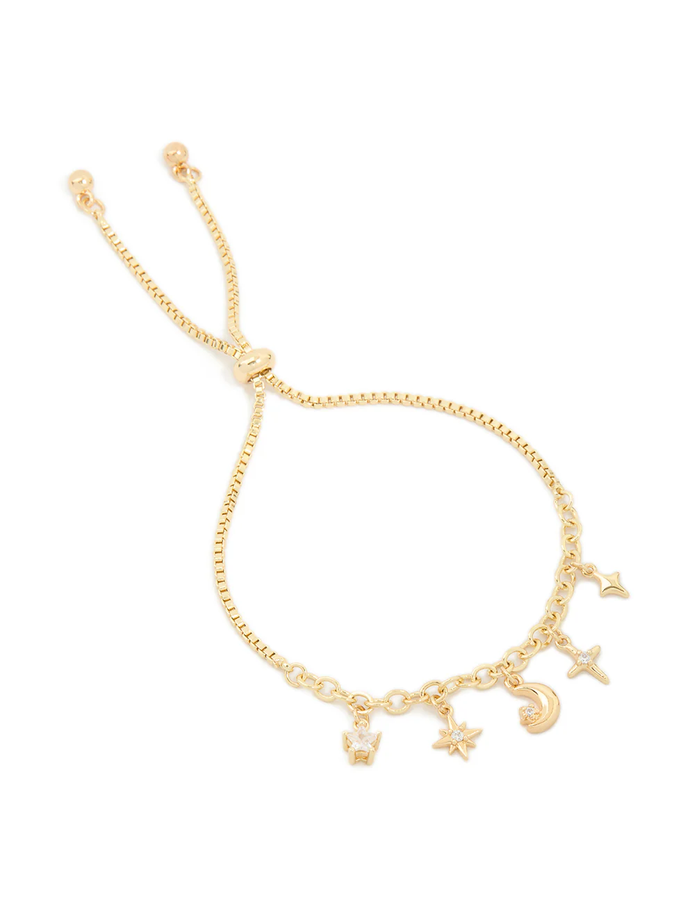 Gold Plated Cubic Zirconia Celestial Charms Toggle Bracelet - Image 2