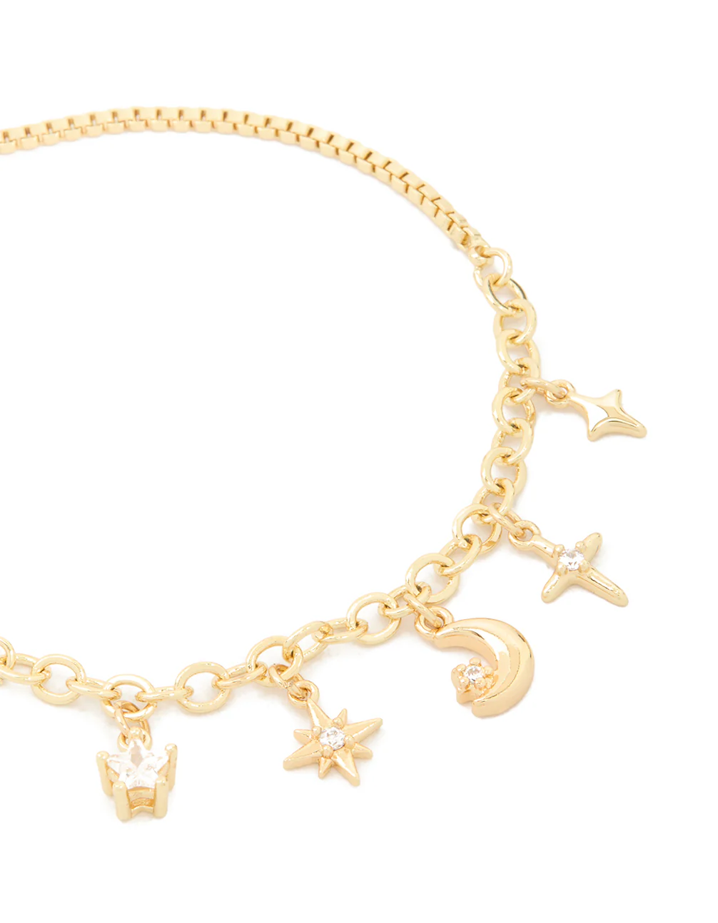Gold Plated Cubic Zirconia Celestial Charms Toggle Bracelet - Image 4