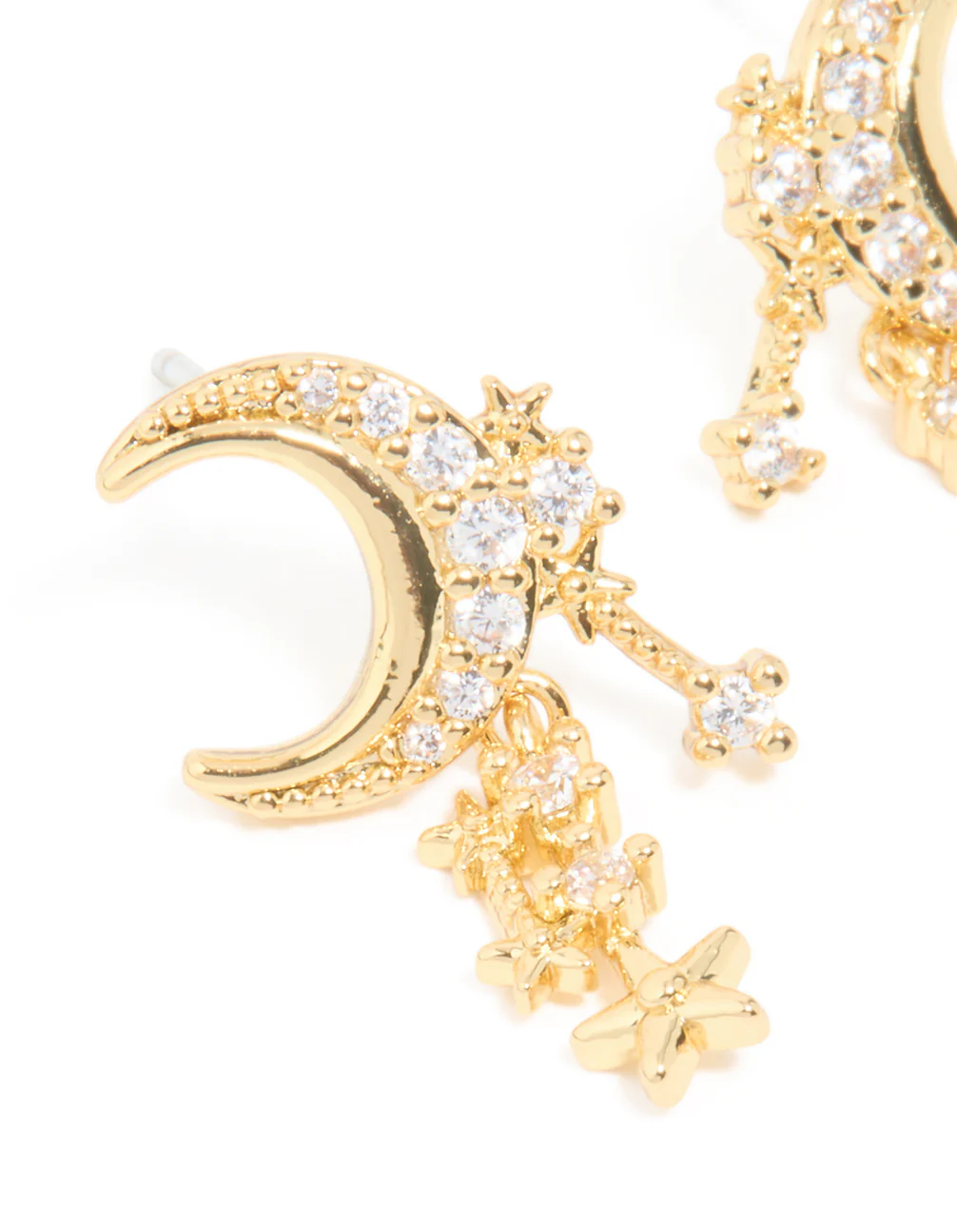 Gold Plated Cubic Zirconia Celestial Drop Earrings - Image 3
