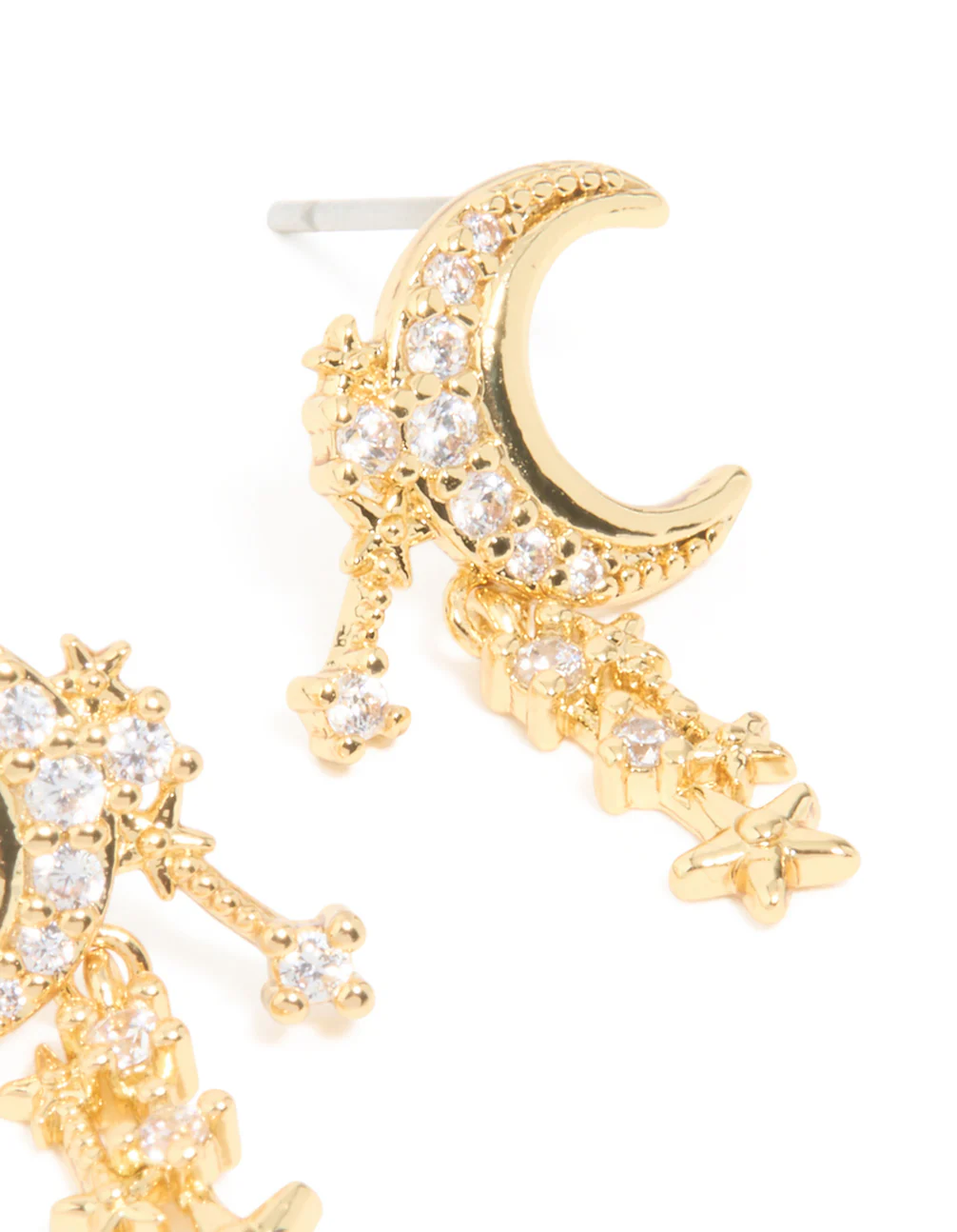 Gold Plated Cubic Zirconia Celestial Drop Earrings - Image 5