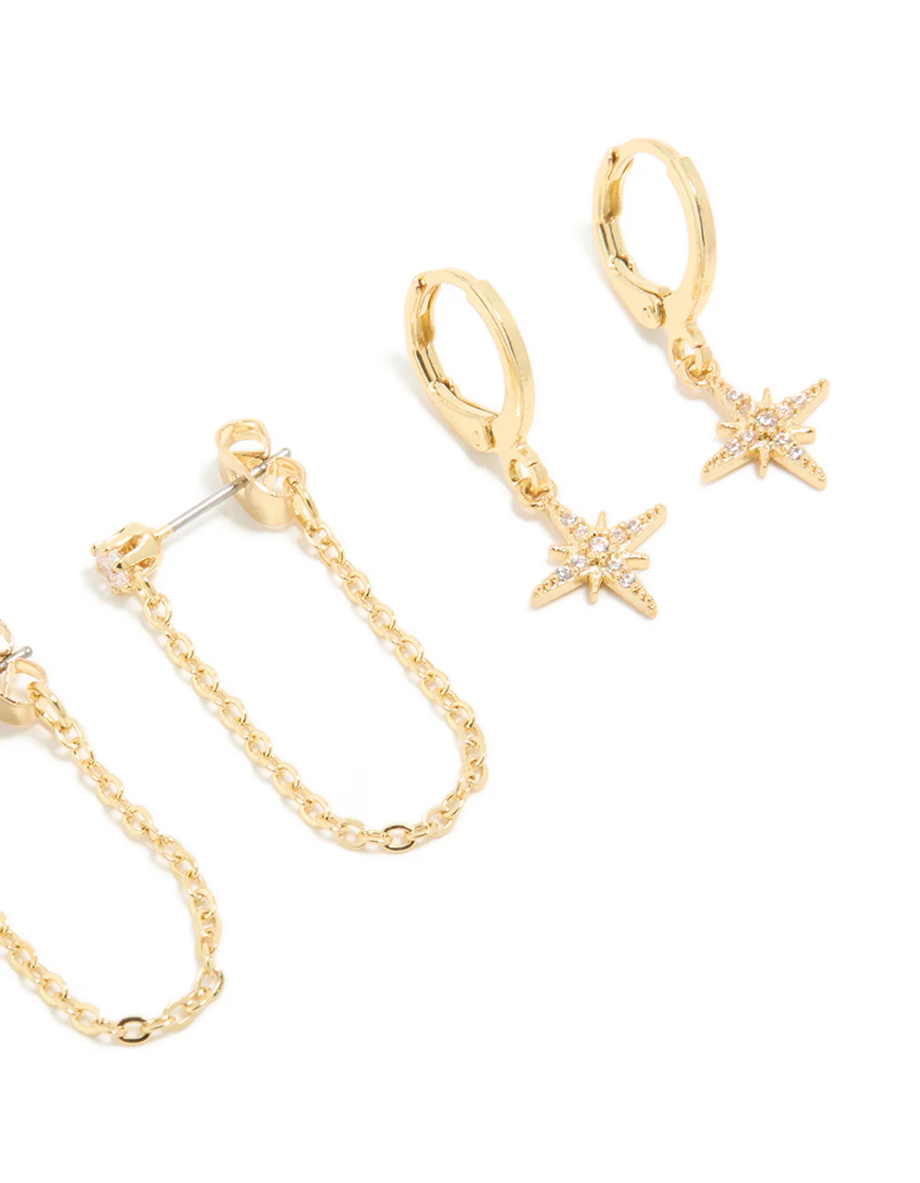 Gold Plated Cubic Zirconia Celestial Earrings 4-Pack - Image 3