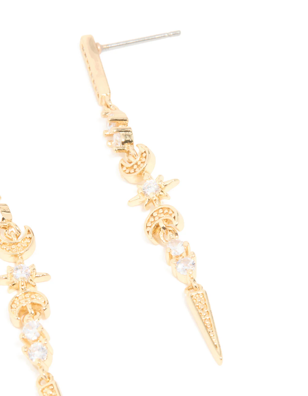 Gold Plated Cubic Zirconia Celestial Linear Earrings - Image 5
