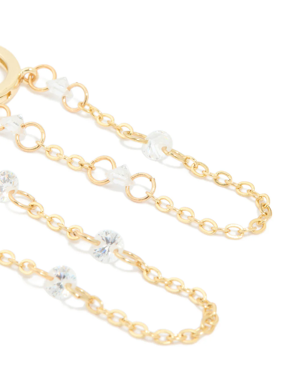 Gold Plated Cubic Zirconia Chain Huggie Earrings - Image 5