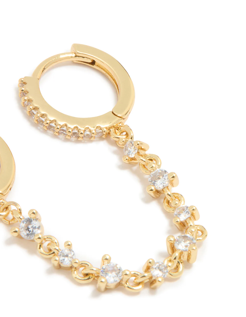 Gold Plated Cubic Zirconia Chain & Stud Earrings 2-Pack - Image 3