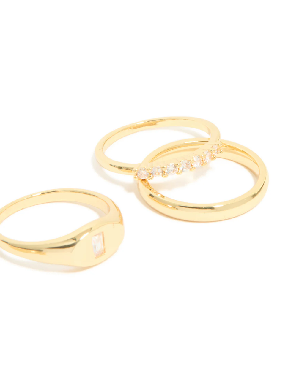Gold Plated Cubic Zirconia Chunky Circle Rings 4-Pack - Image 3