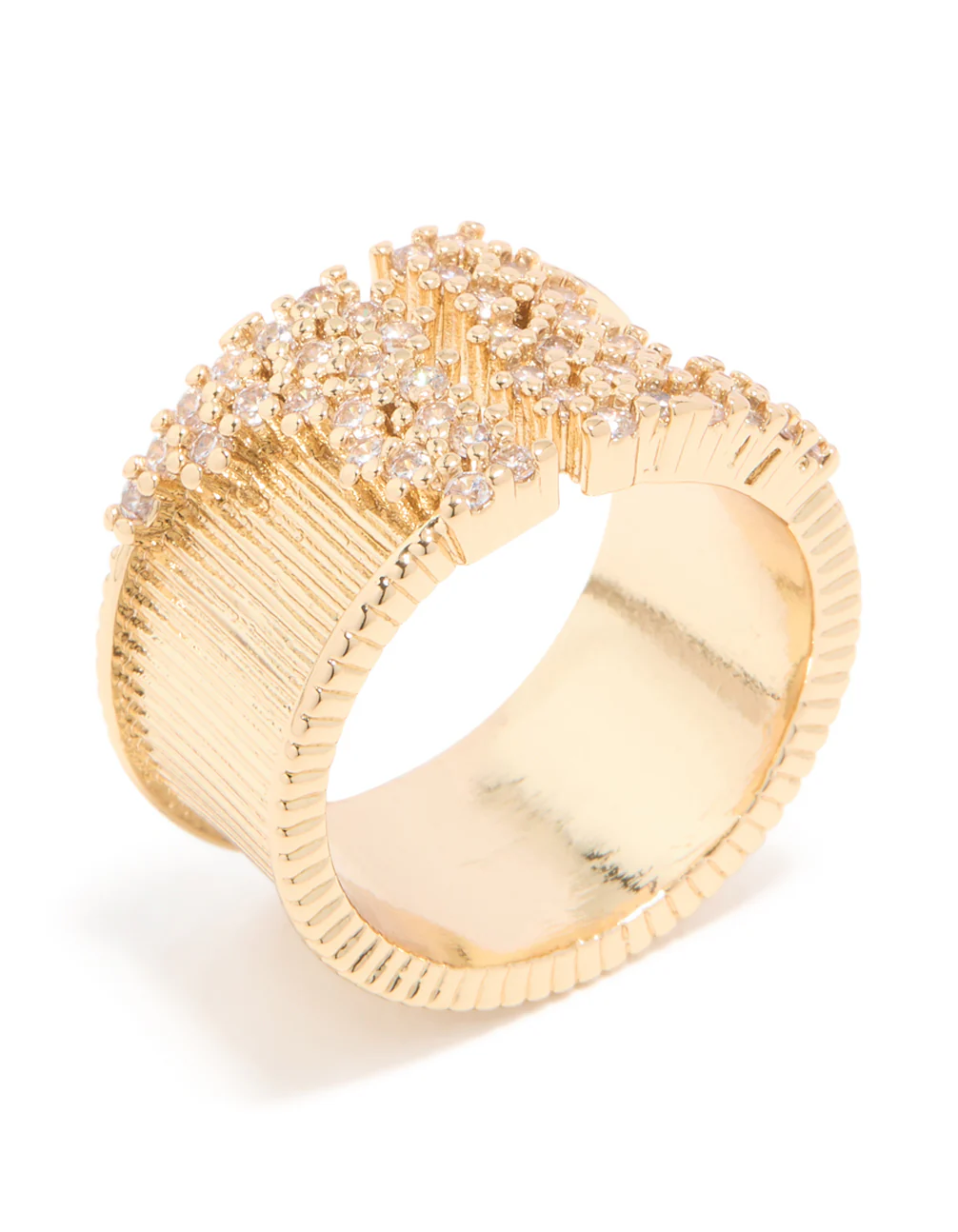Gold Plated Cubic Zirconia Chunky Cluster Ring - Image 2