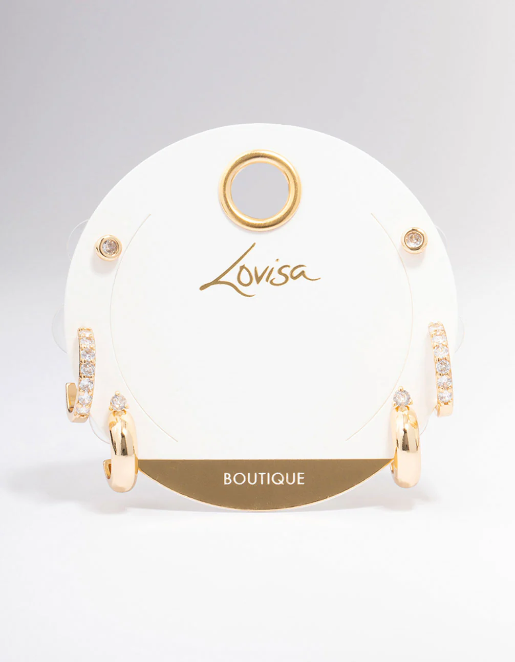 Gold Plated Cubic Zirconia Chunky Hoop Earring 3-Pack - Image 3