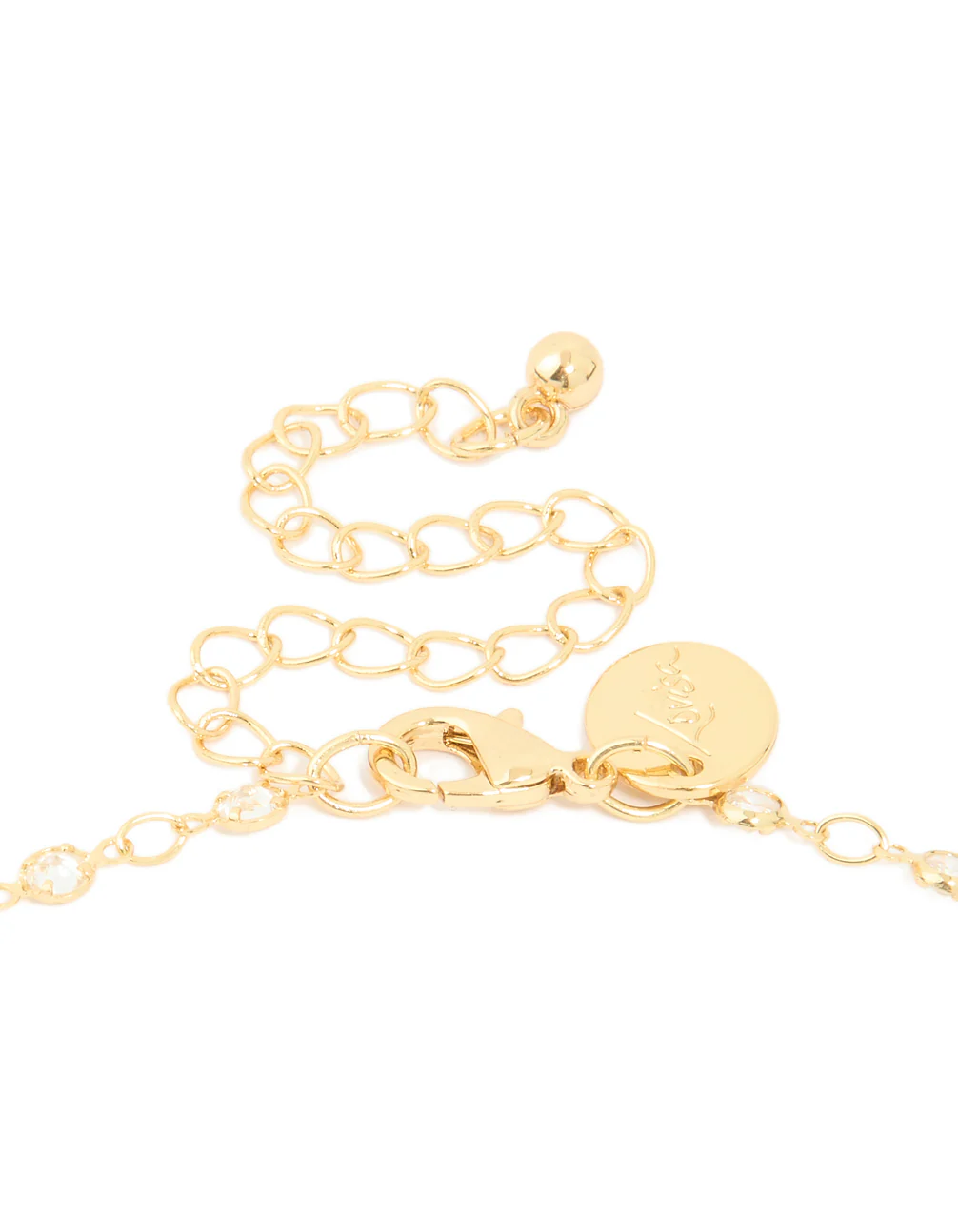 Gold Plated Cubic Zirconia Circle Detail Y-Necklace - Image 3