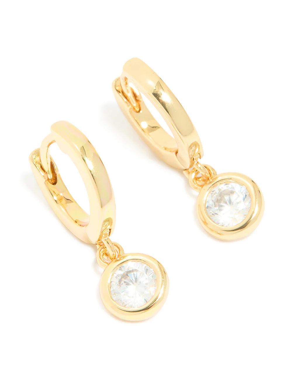 Gold Plated Cubic Zirconia Circle Huggie Earrings - Image 3