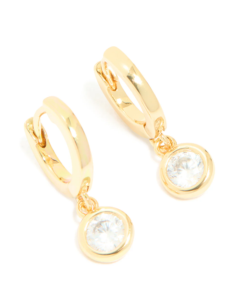 Gold Plated Cubic Zirconia Circle Huggie Earrings - Image 4
