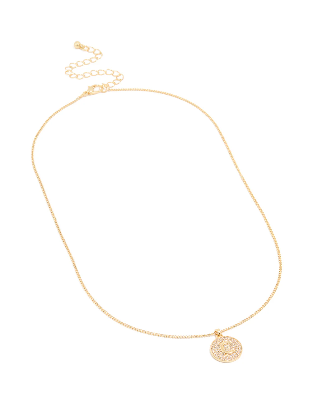 Gold Plated Cubic Zirconia Circle Letter C Pendant Necklace - Image 2