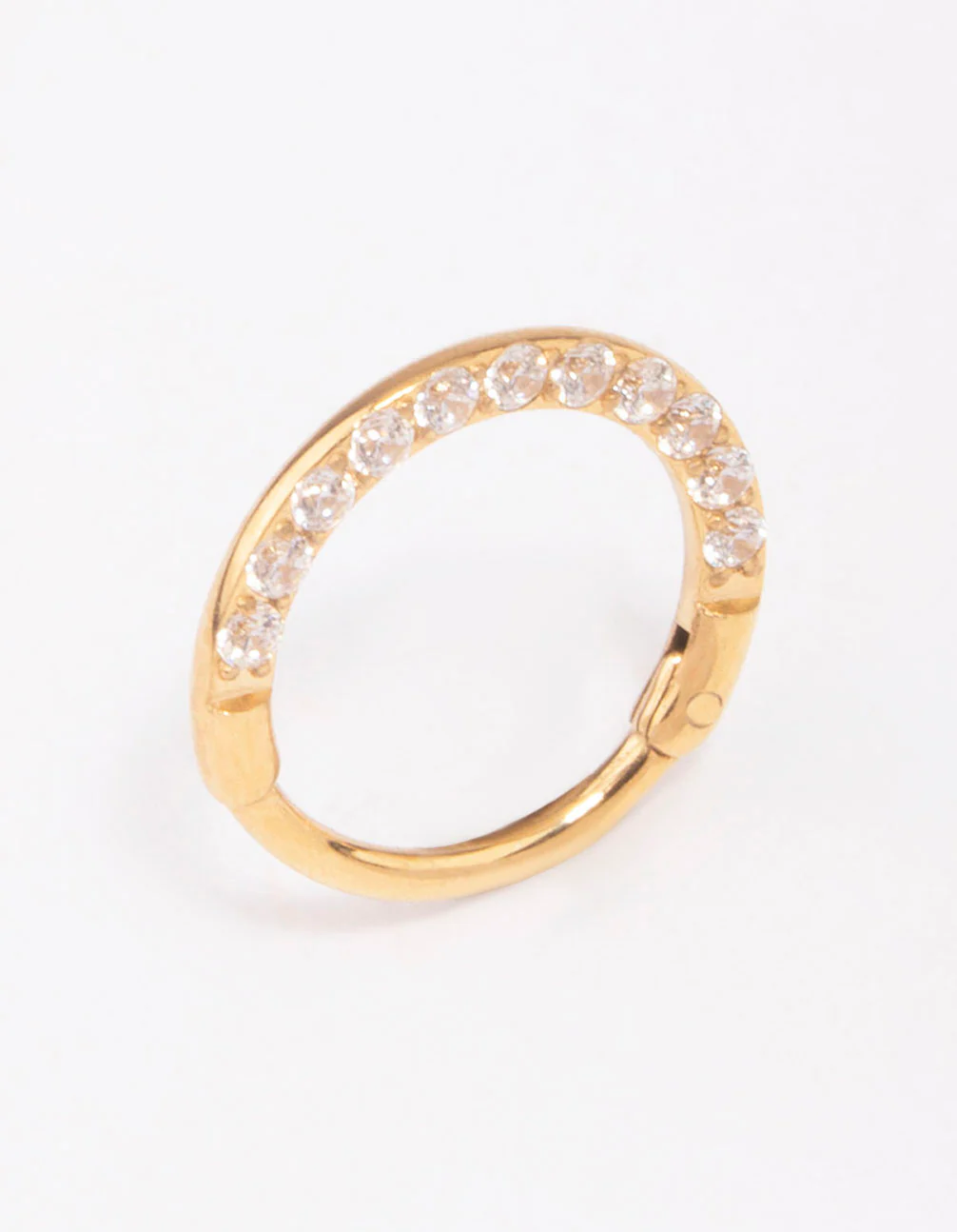 Gold Plated Cubic Zirconia Clicker Earrings 7mm - Image 2