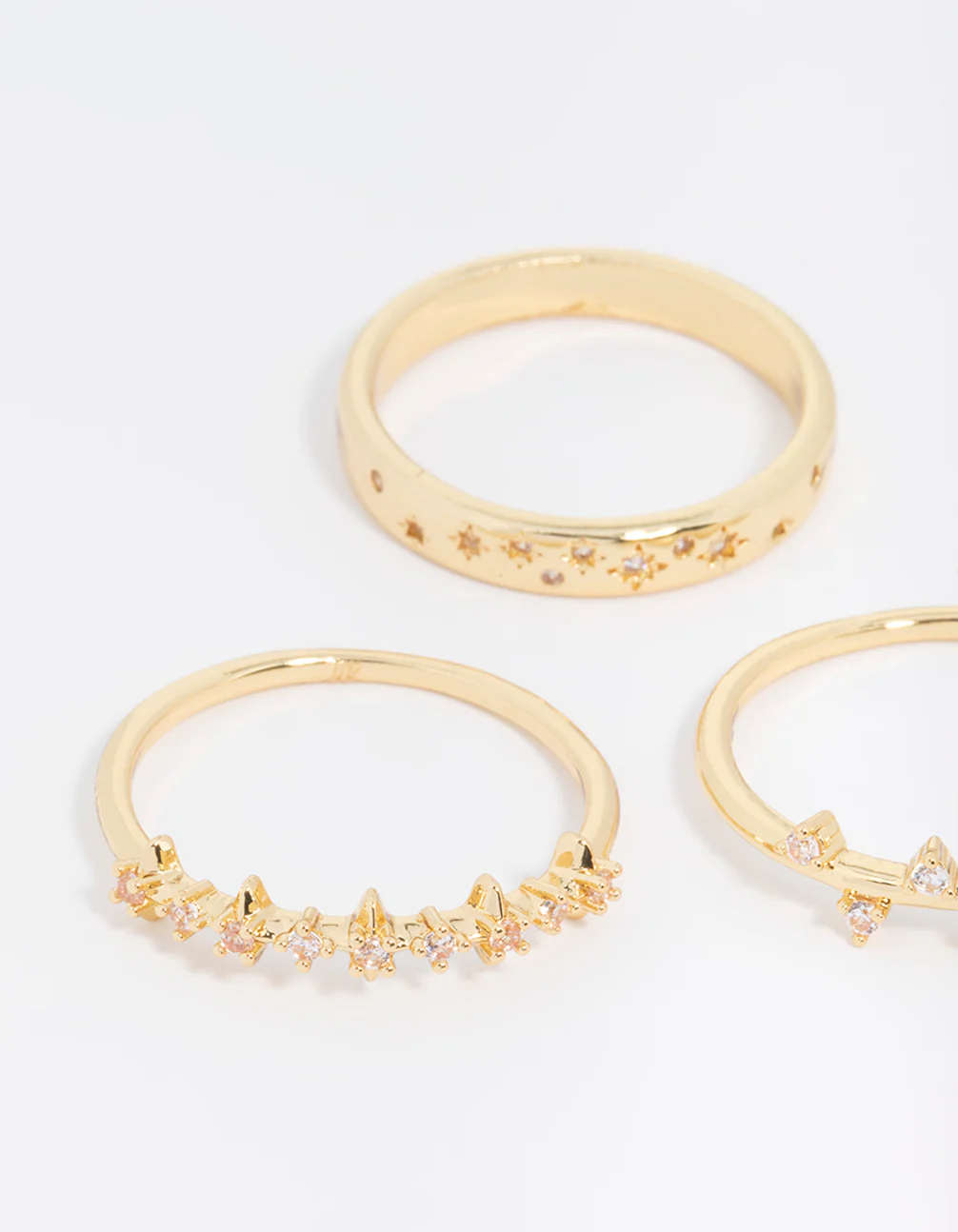 Gold Plated Cubic Zirconia Cluster Rings 3-Pack - Image 2