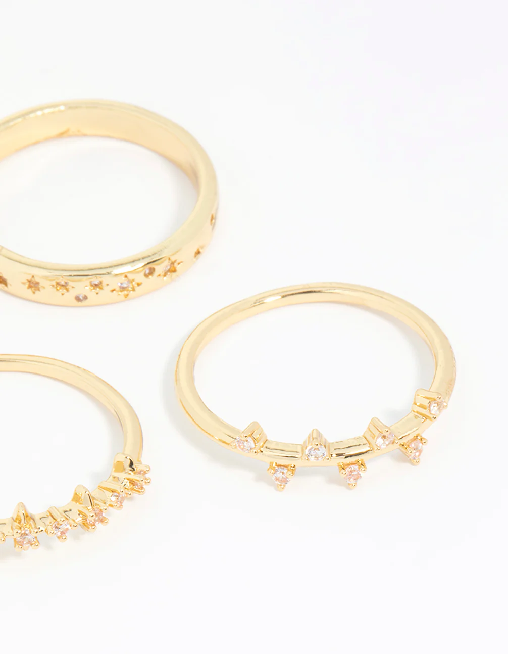 Gold Plated Cubic Zirconia Cluster Rings 3-Pack - Image 3