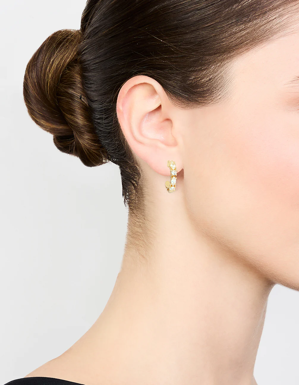 Gold Plated Cubic Zirconia Cluster Hoop Earrings - Image 2