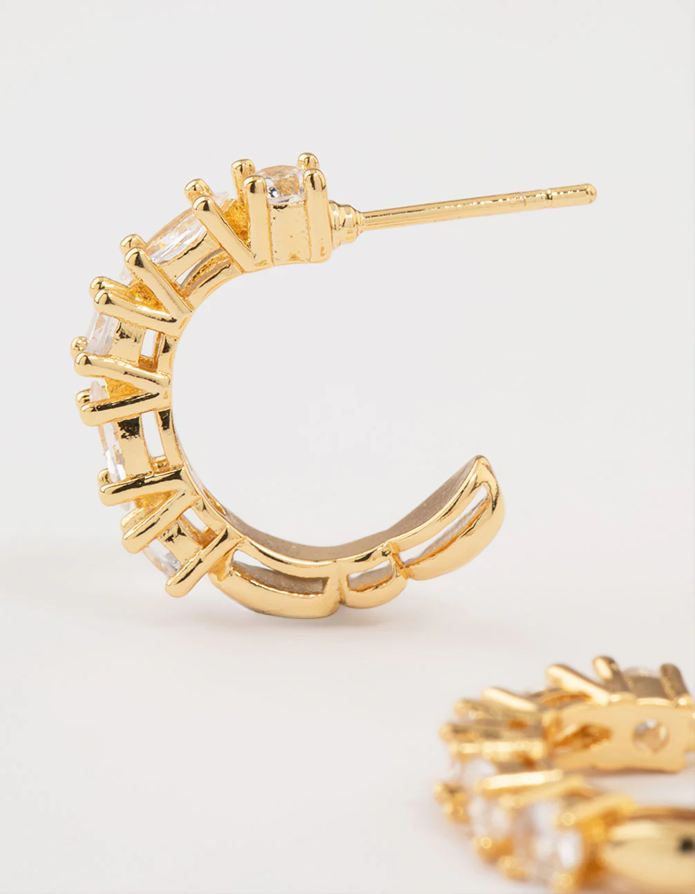 Gold Plated Cubic Zirconia Cluster Hoop Earrings - Image 4