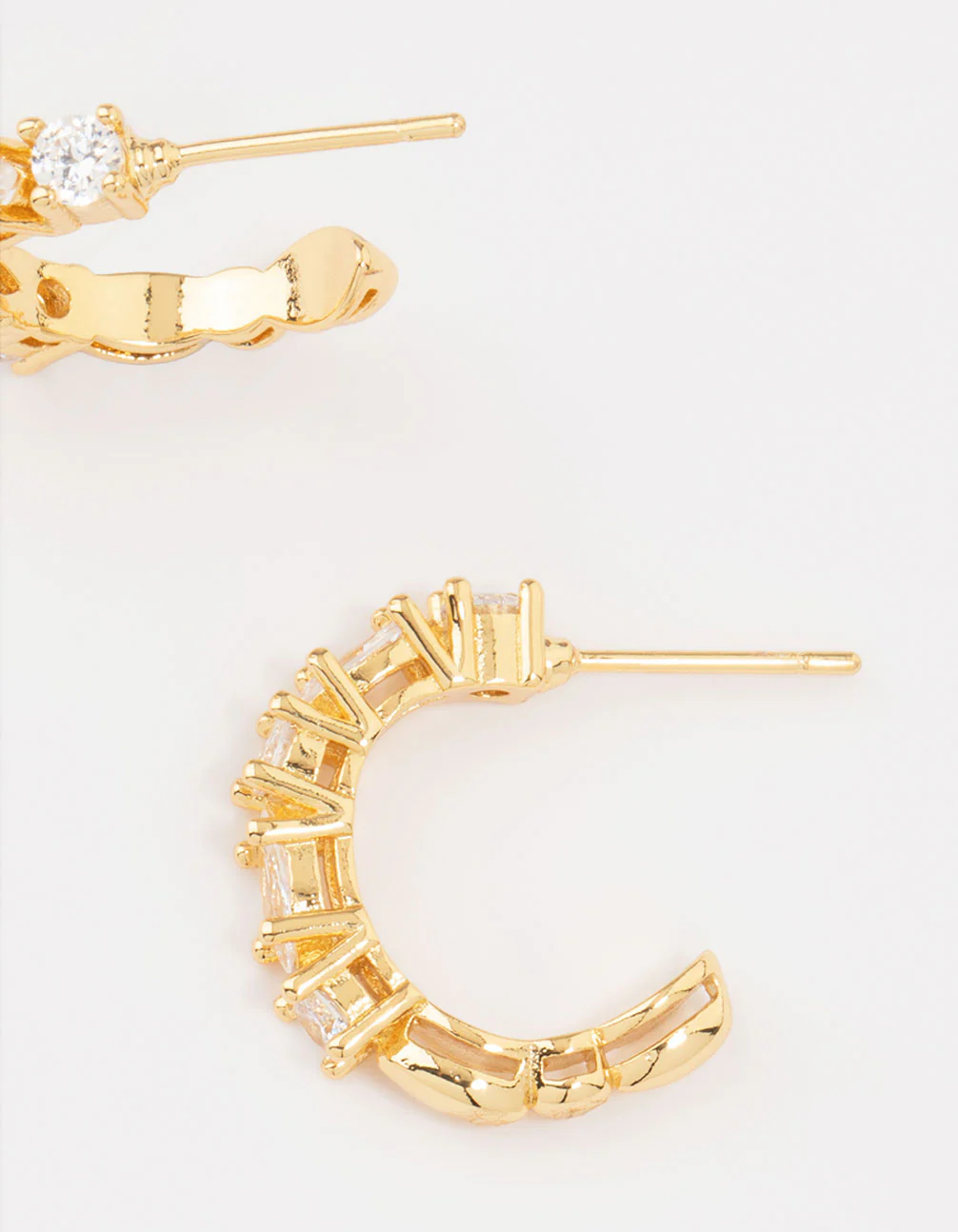 Gold Plated Cubic Zirconia Cluster Hoop Earrings - Image 5