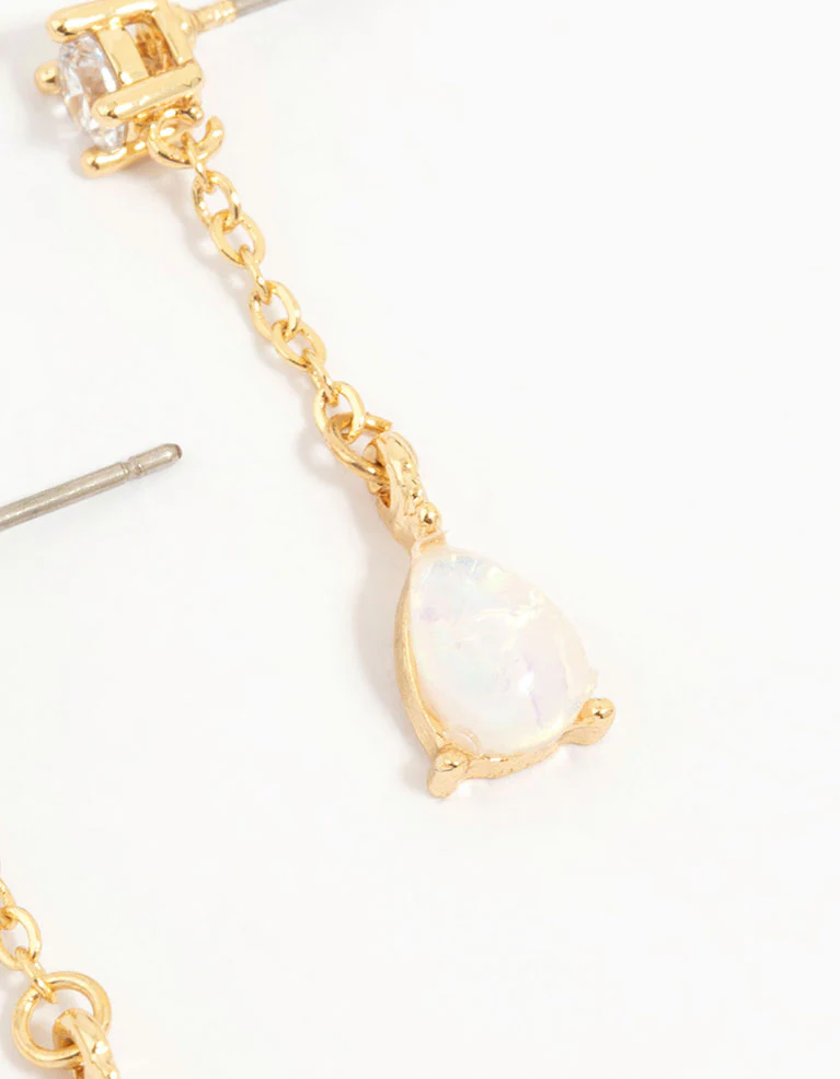Gold Plated Cubic Zirconia & Cross Earrings 3-Pack - Image 3