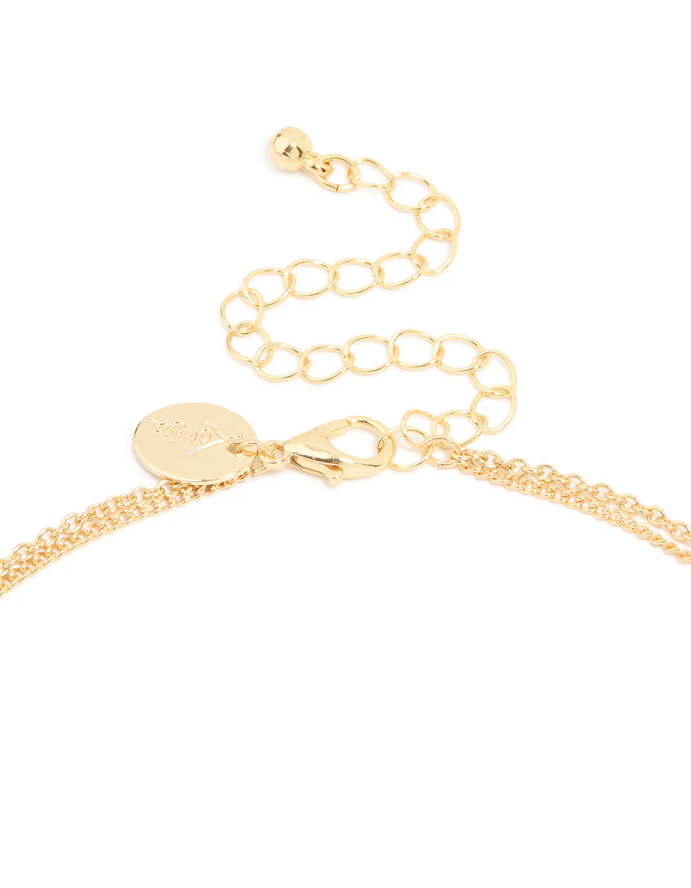 Gold Plated Cubic Zirconia Cross Letter C Layered Necklace - Image 3