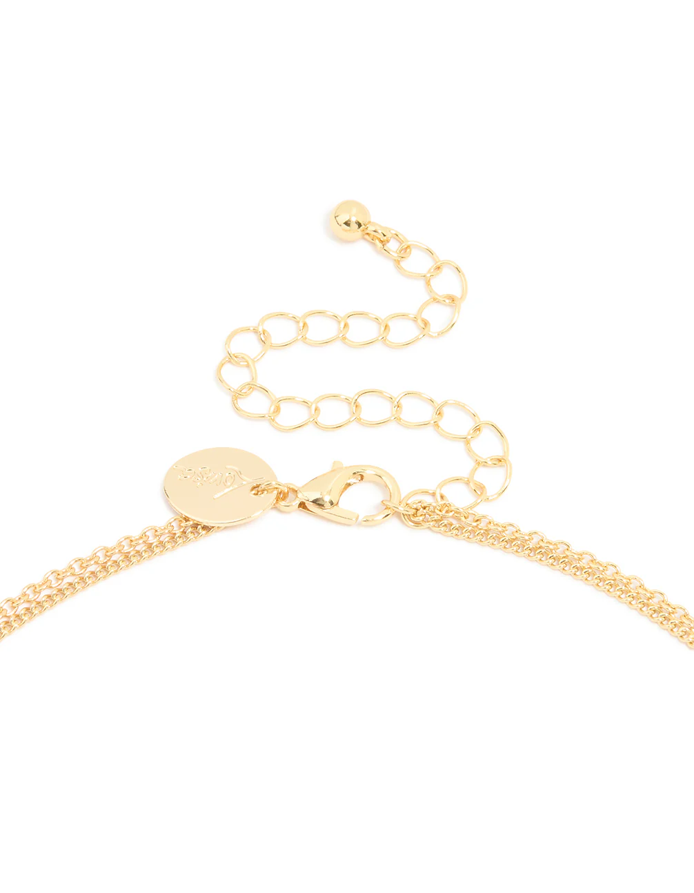 Gold Plated Cubic Zirconia Cross Letter E Layered Necklace - Image 3