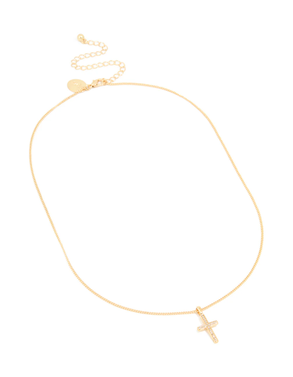 Gold Plated Cubic Zirconia Cross Pendant Necklace - Image 3
