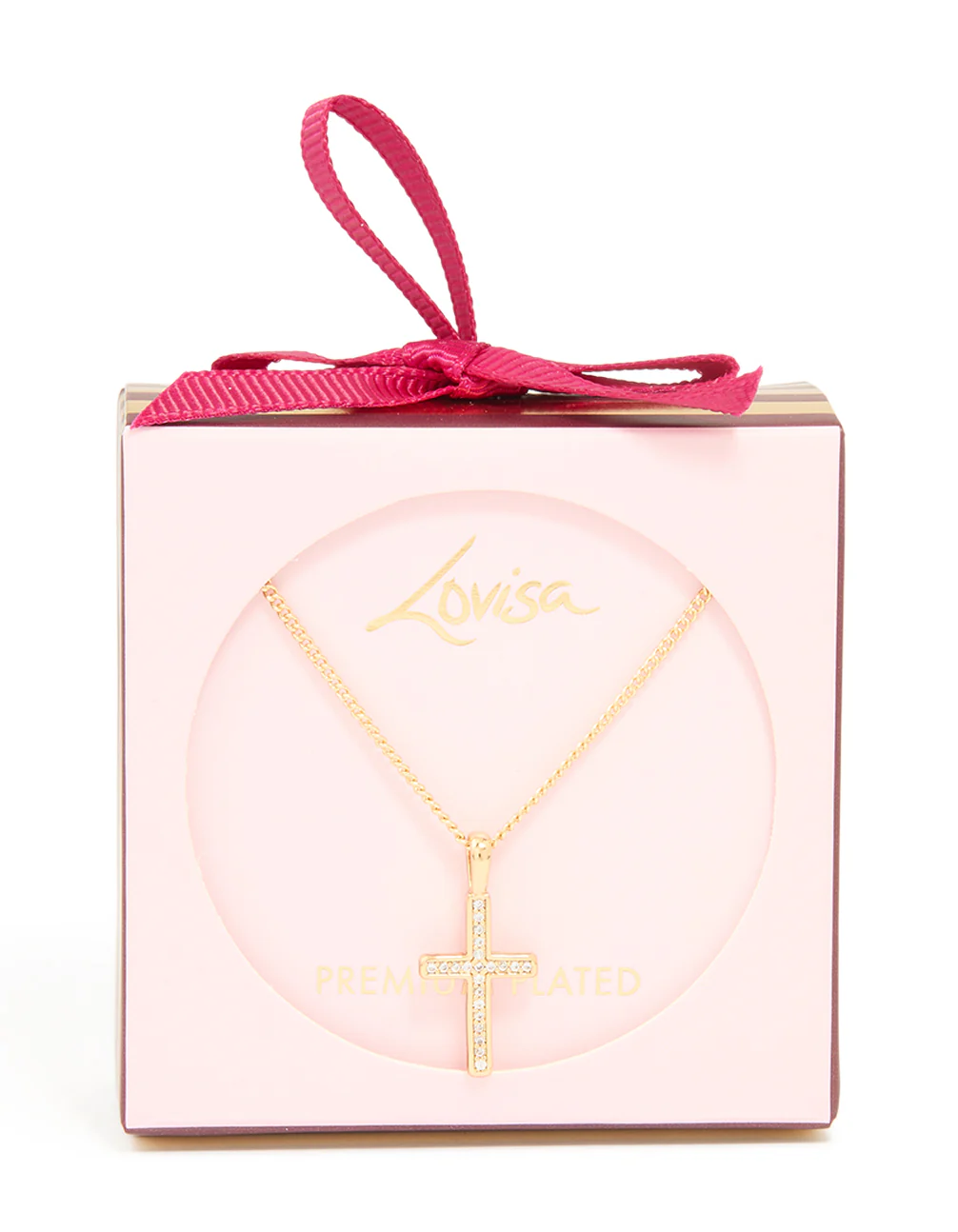 Gold Plated Cubic Zirconia Cross Pendant Necklace - Image 5