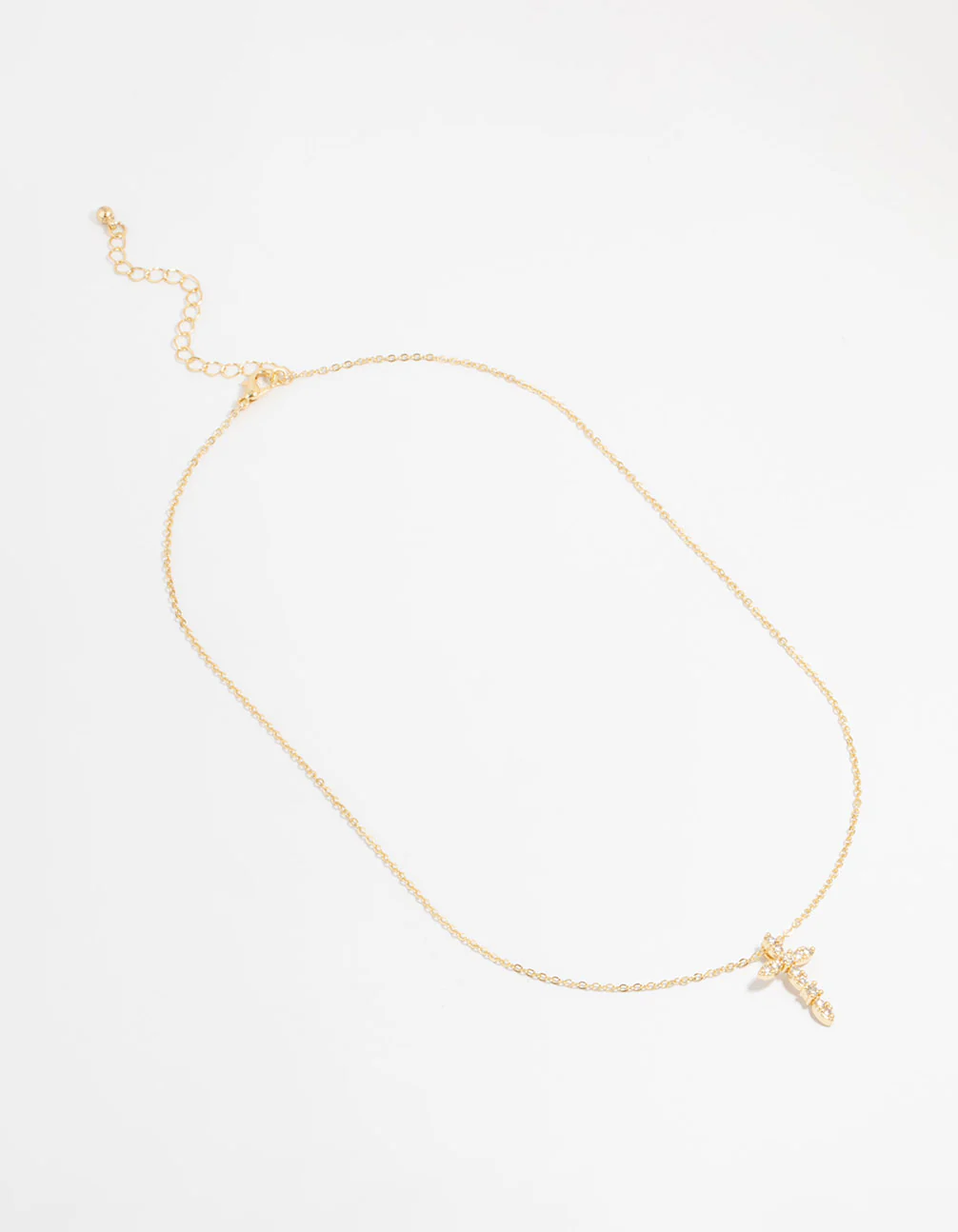 Gold Plated Cubic Zirconia Cross Pendant Necklace - Image 4