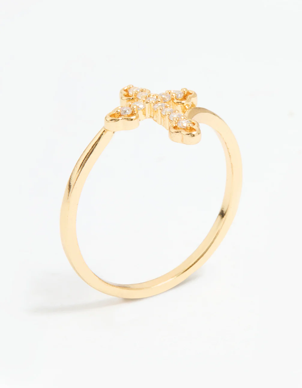 Gold Plated Cubic Zirconia Cross Ring - Image 2