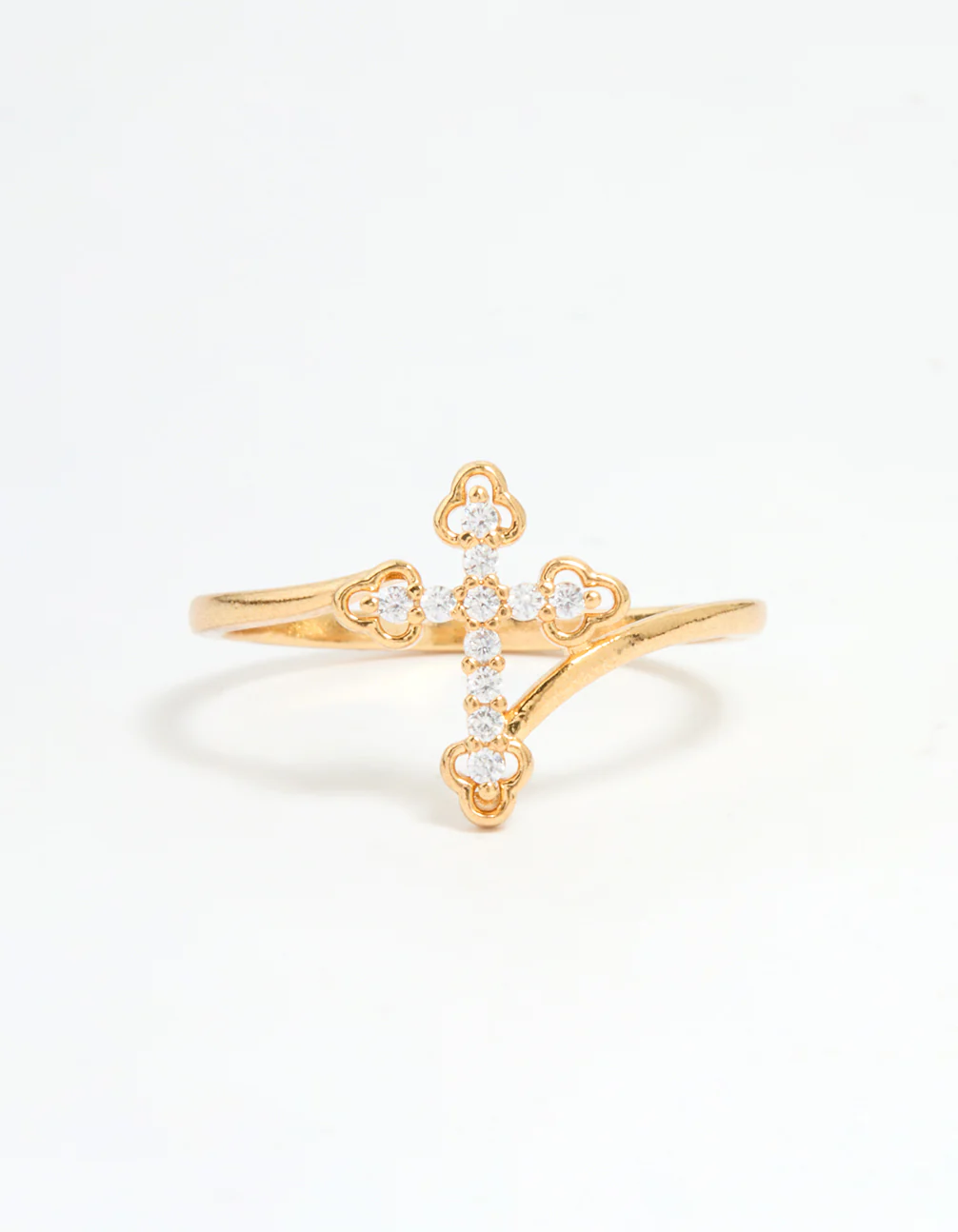 Gold Plated Cubic Zirconia Cross Ring - Image 3