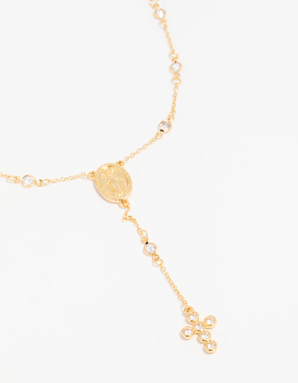 Gold Plated Cubic Zirconia Cross Y-Necklace - Image 2