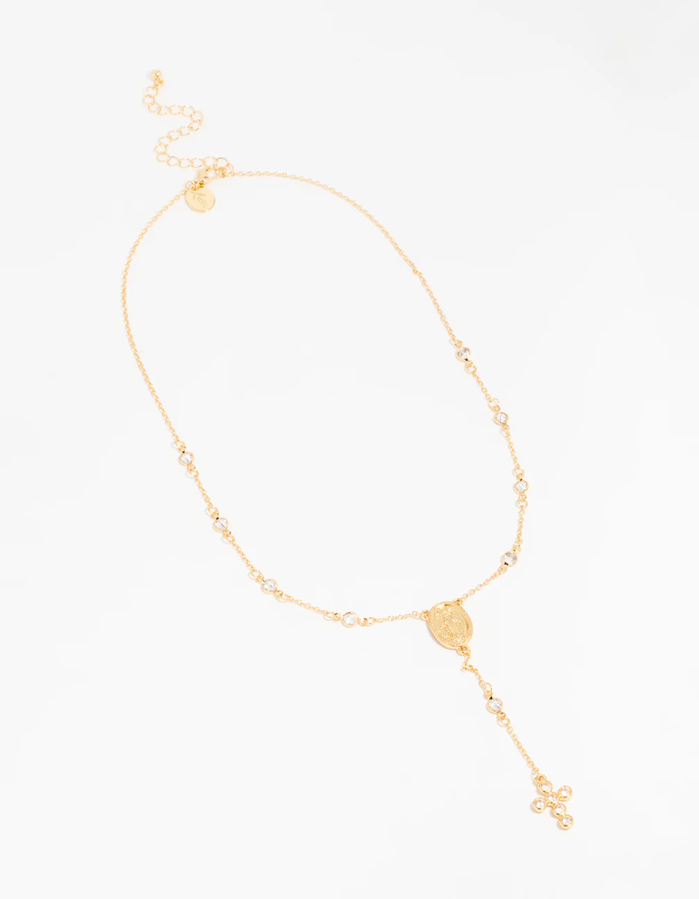 Gold Plated Cubic Zirconia Cross Y-Necklace - Image 4