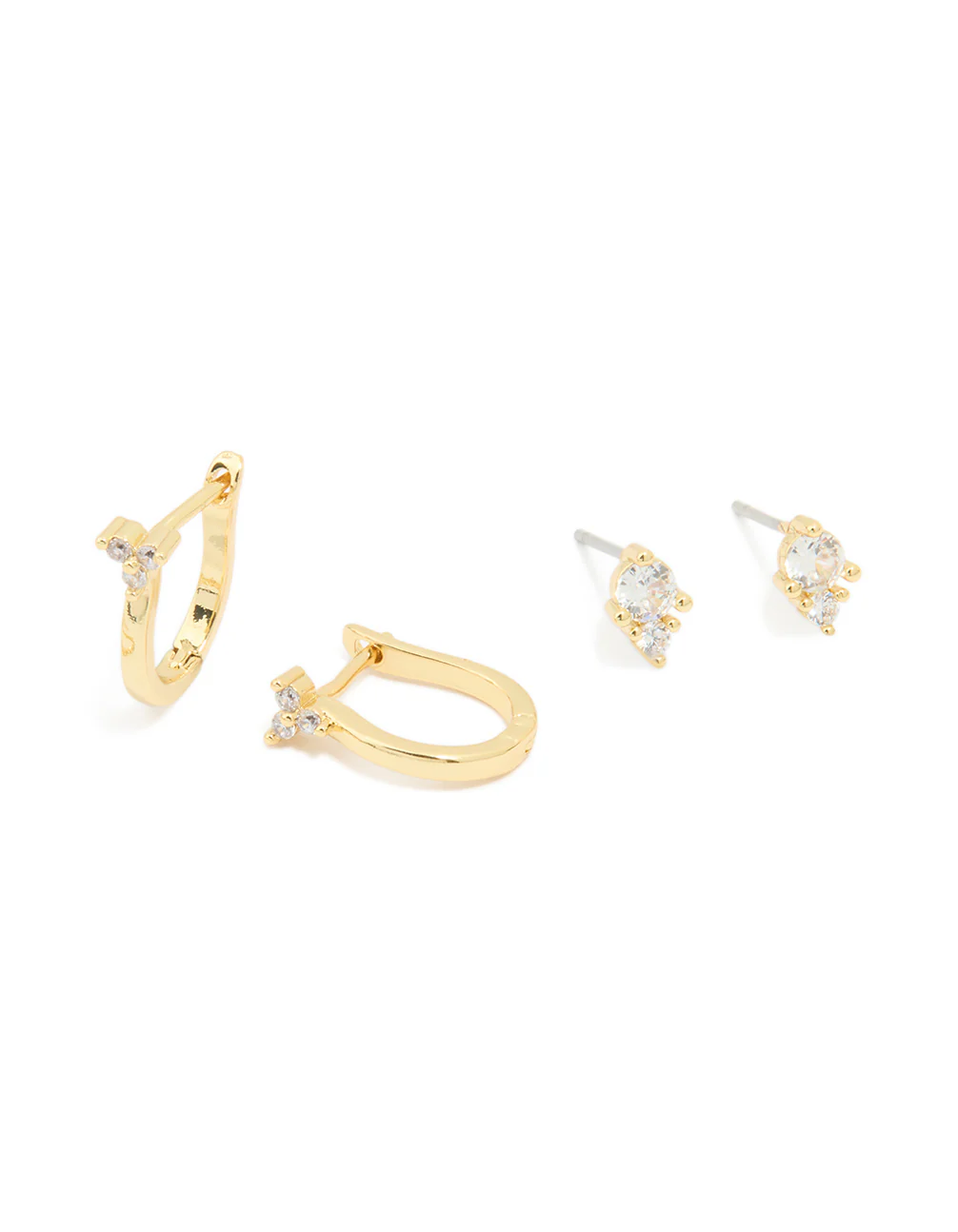 Gold Plated Cubic Zirconia Dainty Chain & Mixed Earrings 5-Pack - Image 3