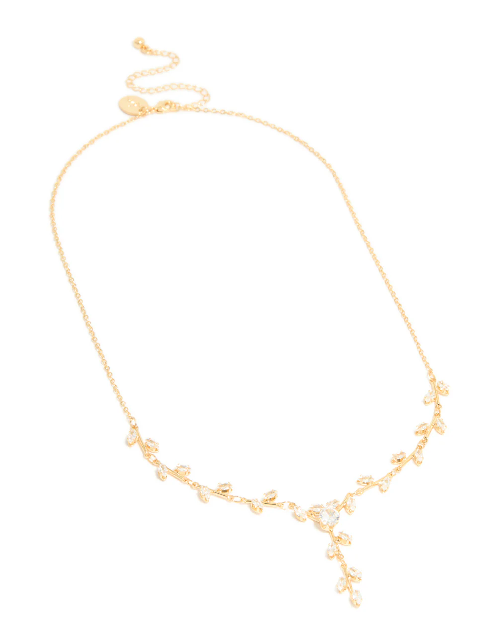 Gold Plated Cubic Zirconia Dainty Vine Spaced Necklace - Image 3