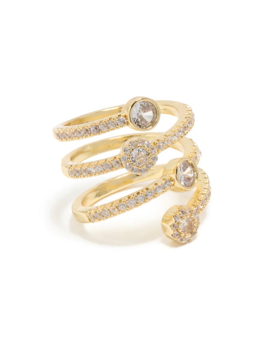 Gold Plated Cubic Zirconia Dazzling Wrap Layered Ring - Image 2