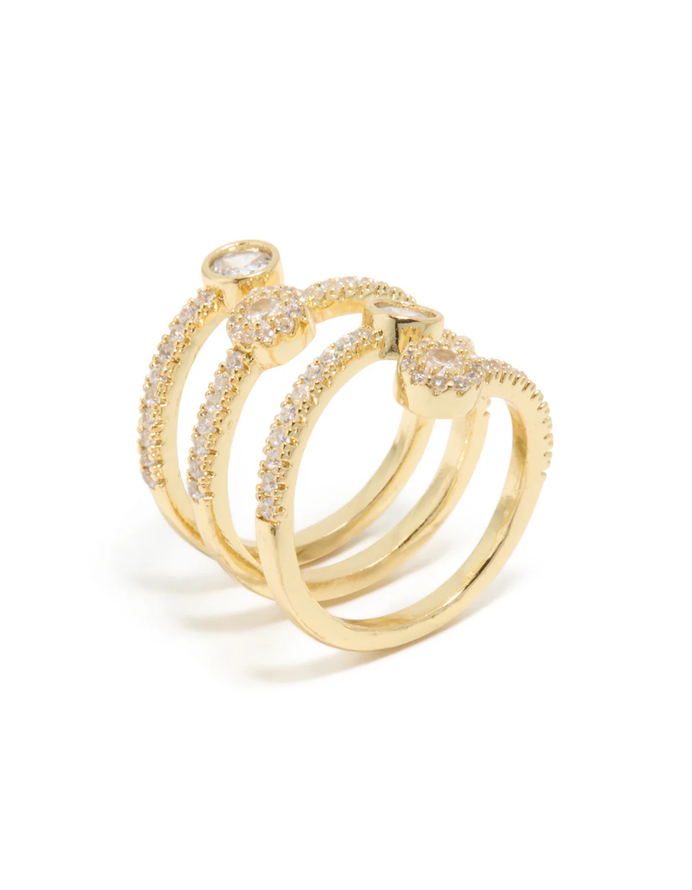 Gold Plated Cubic Zirconia Dazzling Wrap Layered Ring - Image 4