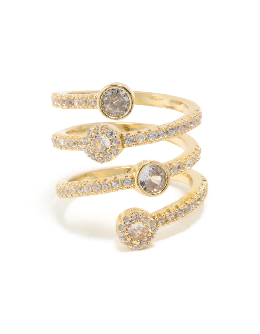 Gold Plated Cubic Zirconia Dazzling Wrap Layered Ring - Image 5