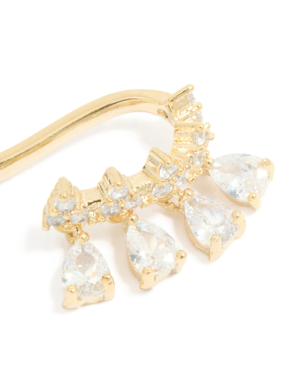 Gold Plated Cubic Zirconia Detailed Single Ear Cuff - Image 2