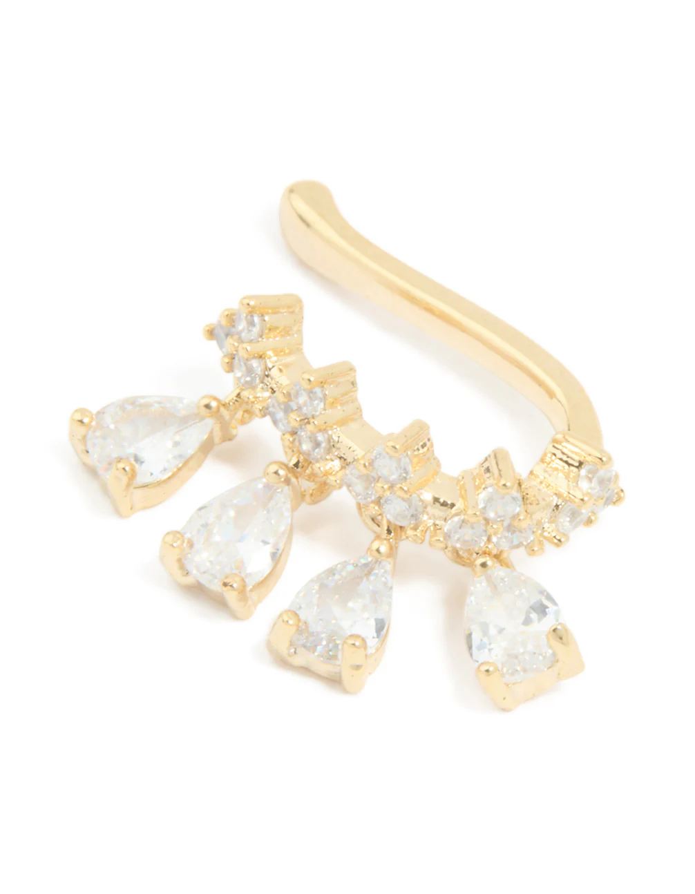 Gold Plated Cubic Zirconia Detailed Single Ear Cuff - Image 3