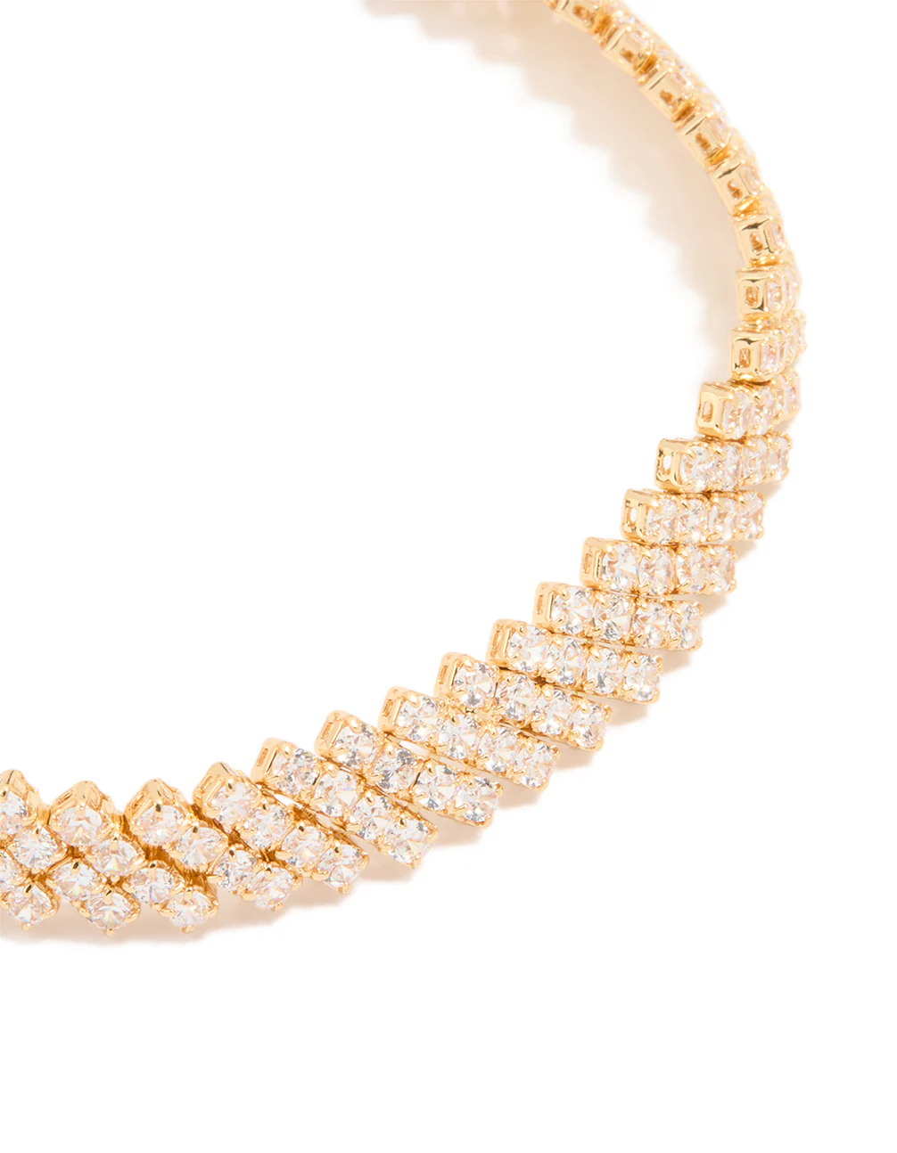Gold Plated Cubic Zirconia Diagonal Design Bracelet - Image 2