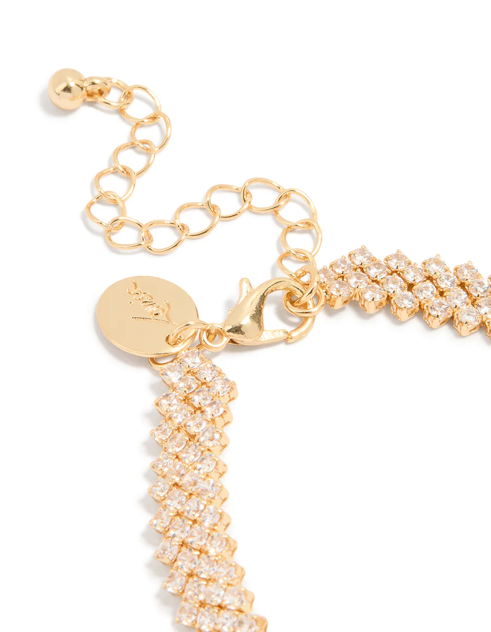 Gold Plated Cubic Zirconia Diagonal Design Bracelet - Image 3